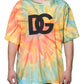 Multicolor Tie-Dye Logo Cotton T-shirt