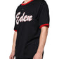 Black EDEN Patch Cotton Crew Neck T-shirt