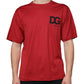 Red Cotton DG Logo Print Crew Neck T-shirt