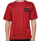 Red Cotton DG Logo Print Crew Neck T-shirt