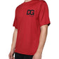 Red Cotton DG Logo Print Crew Neck T-shirt