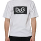 White Cotton DG Logo Print Casual T-shirt