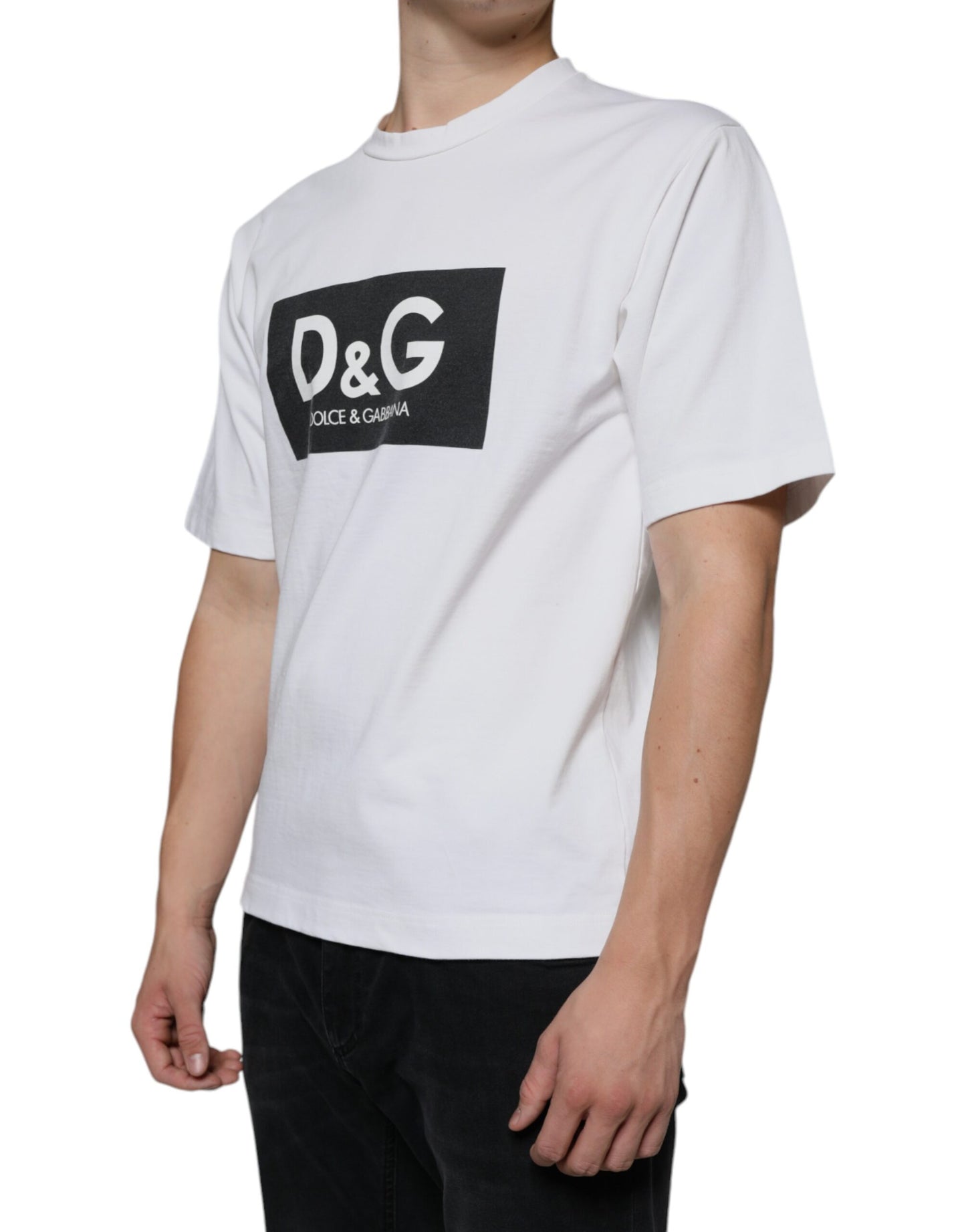 White Cotton DG Logo Print Casual T-shirt