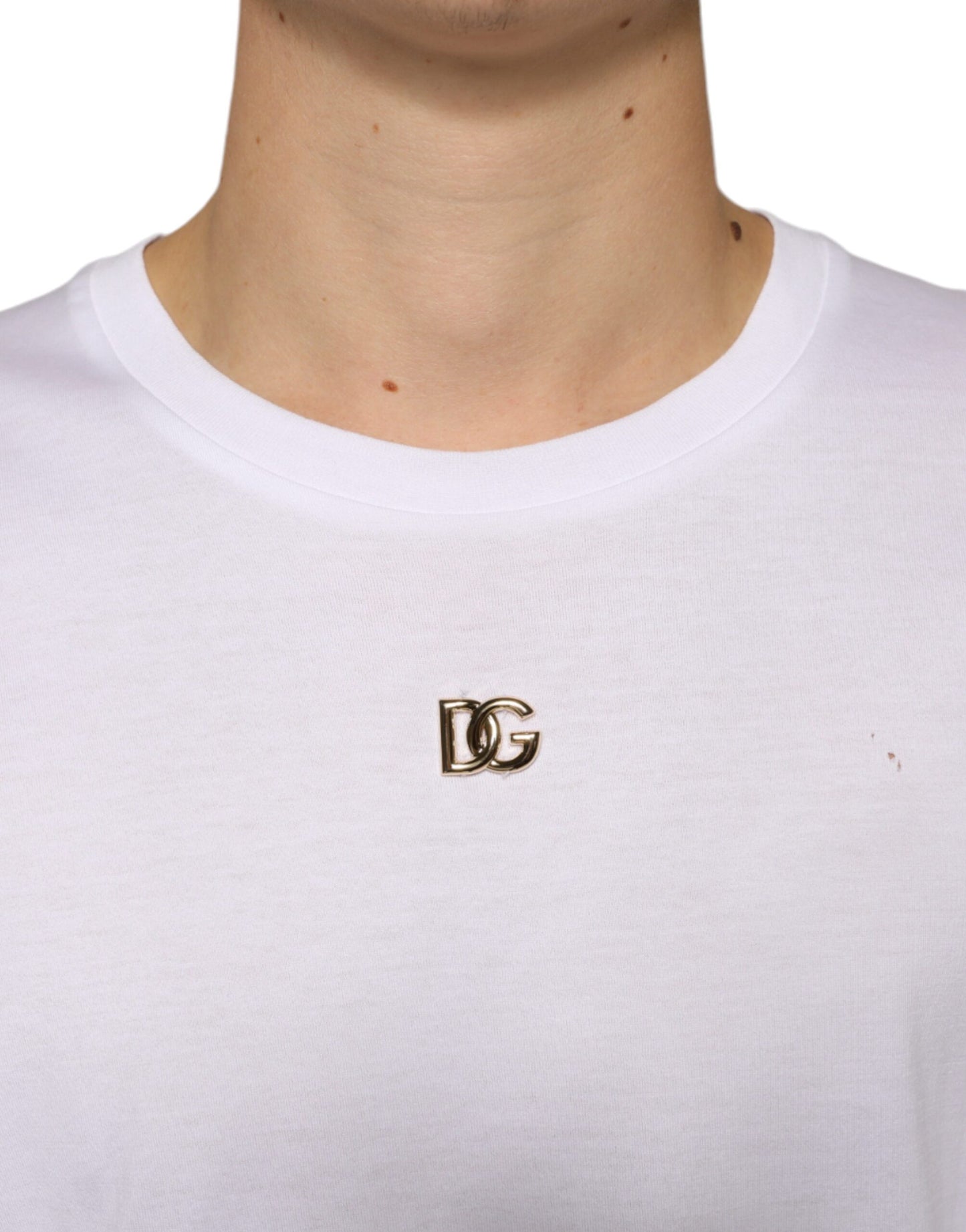 White Metal DG Logo Cotton Short Sleeves T-shirt