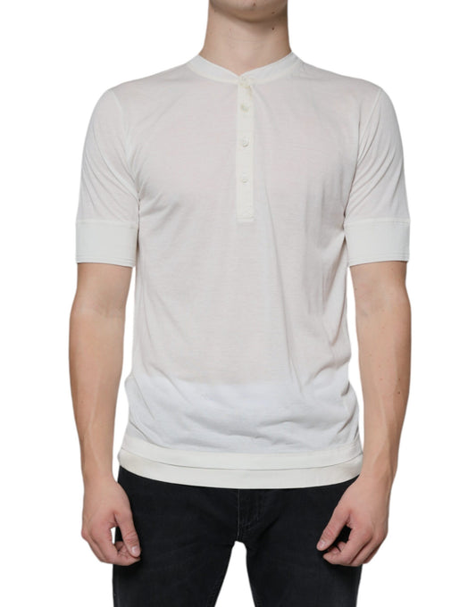 Off White Cotton Short Sleeves T-shirt