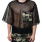 Black Mesh Camouflage Short Sleeves T-shirt