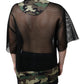 Black Mesh Camouflage Short Sleeves T-shirt