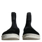 Black White Neoprene Takeshi Mid Calf Boots Shoes