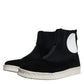 Black White Neoprene Takeshi Mid Calf Boots Shoes