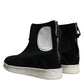 Black White Neoprene Takeshi Mid Calf Boots Shoes