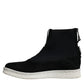 Black White Neoprene Takeshi Mid Calf Boots Shoes