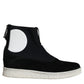 Black White Neoprene Takeshi Mid Calf Boots Shoes