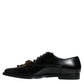 Black Leather Crystal Lace Up Formal Shoes