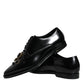 Black Leather Crystal Lace Up Formal Shoes