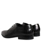 Black Calfskin Leather Derby Men Dress Shoes