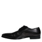 Black Calfskin Leather Derby Men Dress Shoes