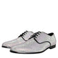 Silver Leather Rhinestones Derby Dress Shoes