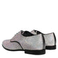 Silver Leather Rhinestones Derby Dress Shoes