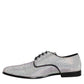 Silver Leather Rhinestones Derby Dress Shoes