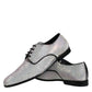 Silver Leather Rhinestones Derby Dress Shoes