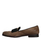 Brown Calf Hair Leather Loafers Formal Dress Shoes