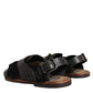 Black Gazelle Hair Leather Flats Sandals Shoes