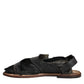 Black Gazelle Hair Leather Flats Sandals Shoes