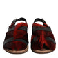 Black Red Gazelle Hair Leather Sandals Shoes