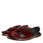 Black Red Gazelle Hair Leather Sandals Shoes