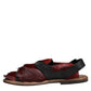 Black Red Gazelle Hair Leather Sandals Shoes