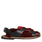 Black Red Gazelle Hair Leather Sandals Shoes