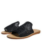 Black Monochrome Braided Raffia Slides Shoes