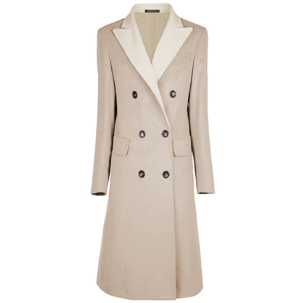 Beige Wool Women Coat