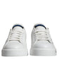 White Blue Leather Logo Low Top Sneakers Shoes