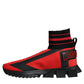 Red Black Fabric High Top Sorrento Sneakers Shoes