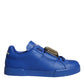 Blue Leather Low Top Portofino Sneakers Shoes