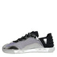 Silver Black Nylon NS1 Low Top Sneakers Shoes