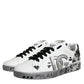 White Silver Crystal Logo Portofino Sneakers Shoes