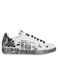 White Silver Crystal Logo Portofino Sneakers Shoes