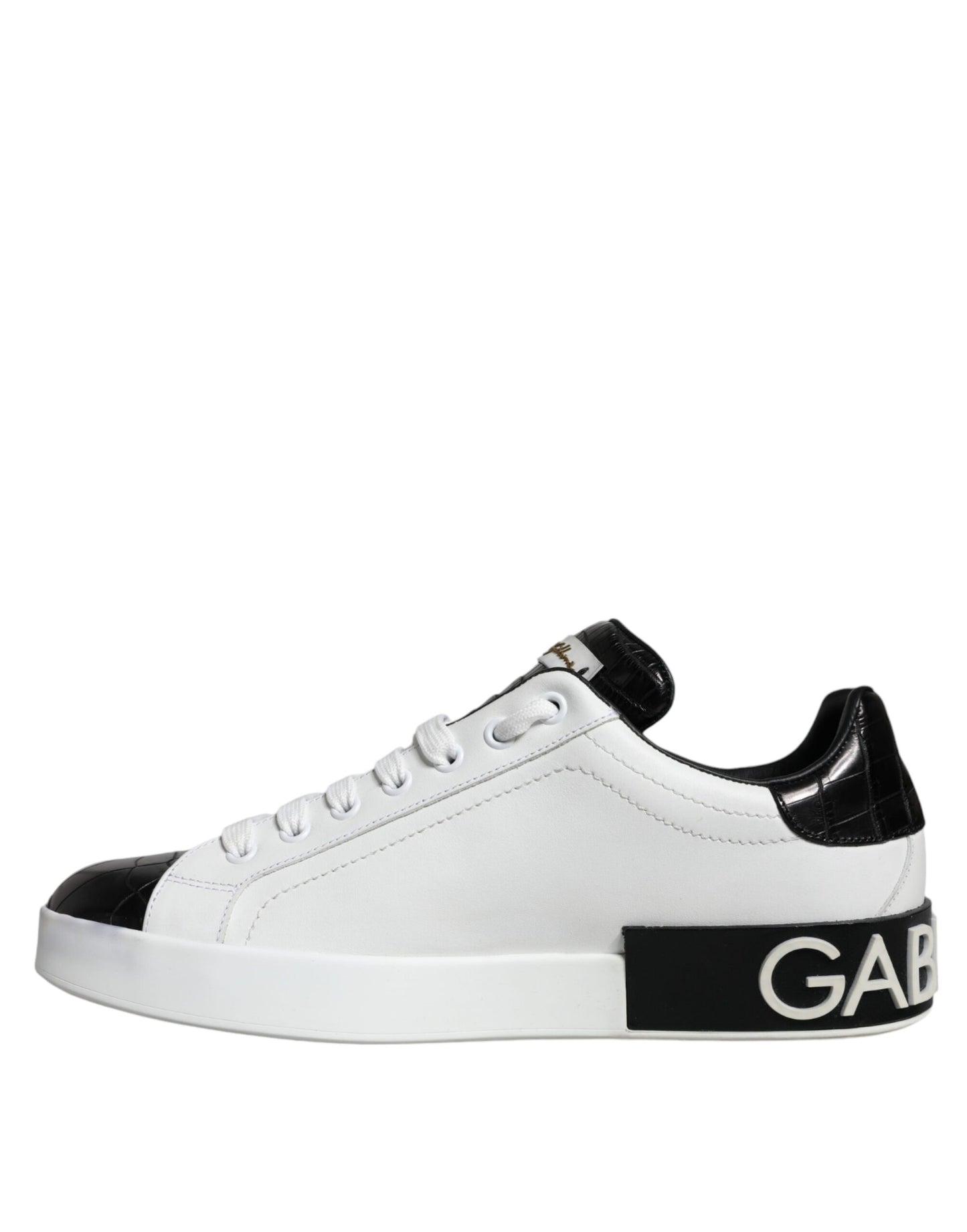 Black Leather Logo Portofino Sneaker Shoes