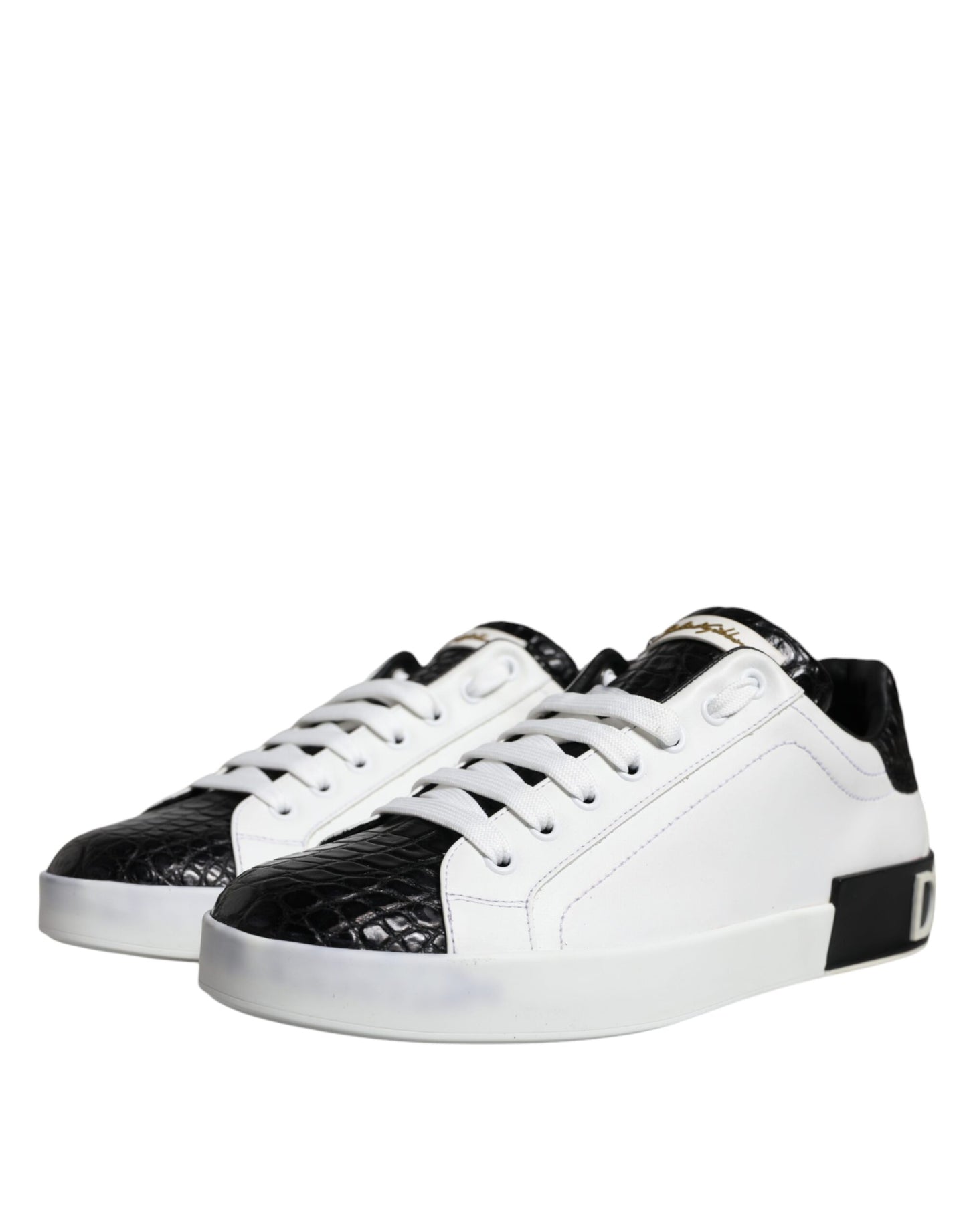 Black Leather Logo Portofino Sneaker Shoes