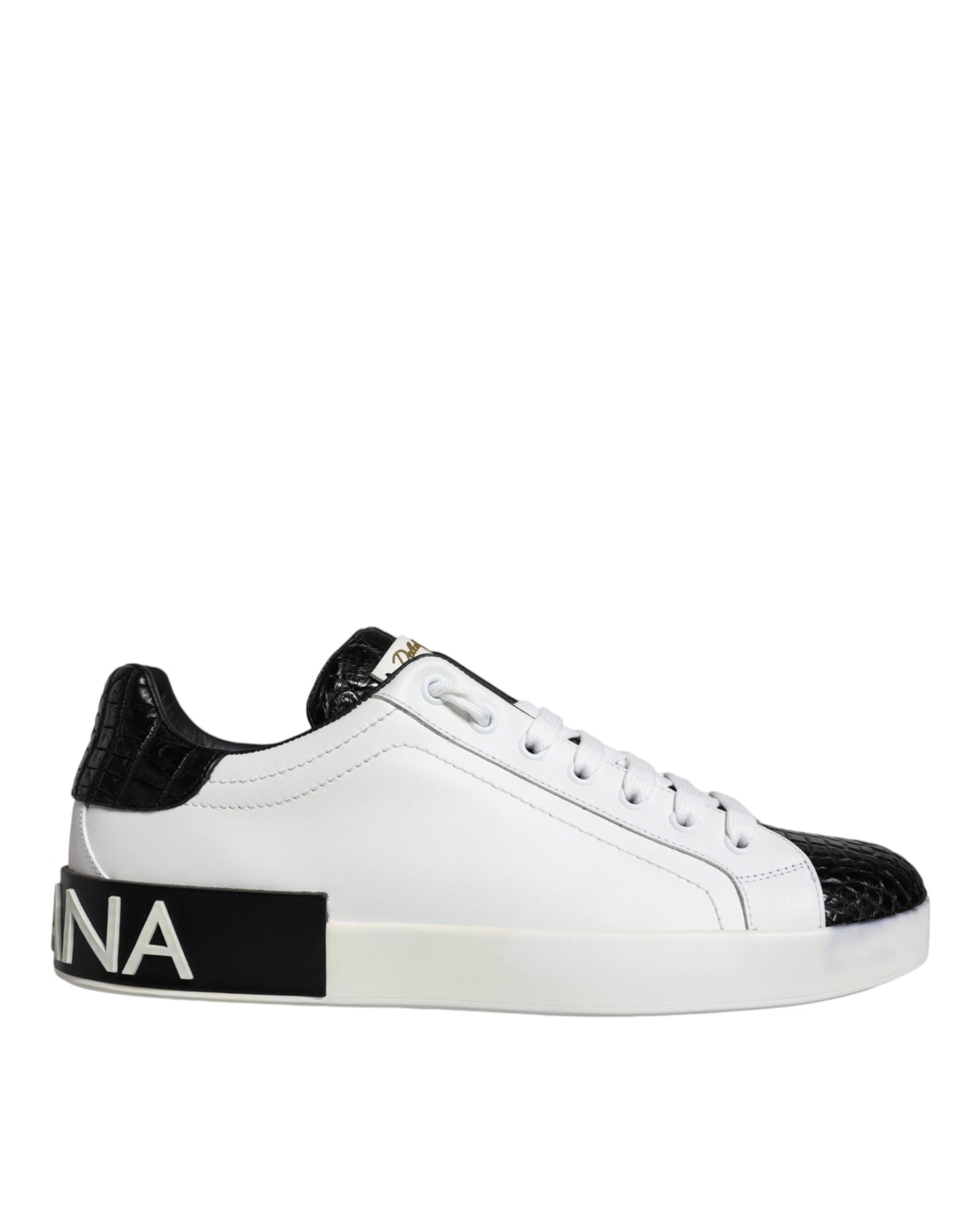 Black Leather Logo Portofino Sneaker Shoes