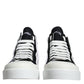 White Black Cotton Logo High Top Sneaker Shoes