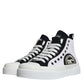 White Black Cotton Logo High Top Sneaker Shoes