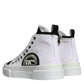 White Black Cotton Logo High Top Sneaker Shoes