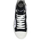 White Black Cotton Logo High Top Sneaker Shoes