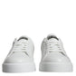 White Blue Leather Logo Low Top Sneakers Shoes