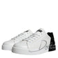 White Blue Leather Logo Low Top Sneakers Shoes