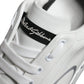 White Blue Leather Logo Low Top Sneakers Shoes