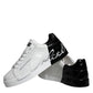 White Blue Leather Logo Low Top Sneakers Shoes